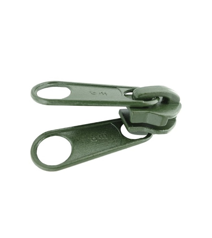Curseur double • Vert militaire • n°D90 pour maille spirale 8mm (n°9)