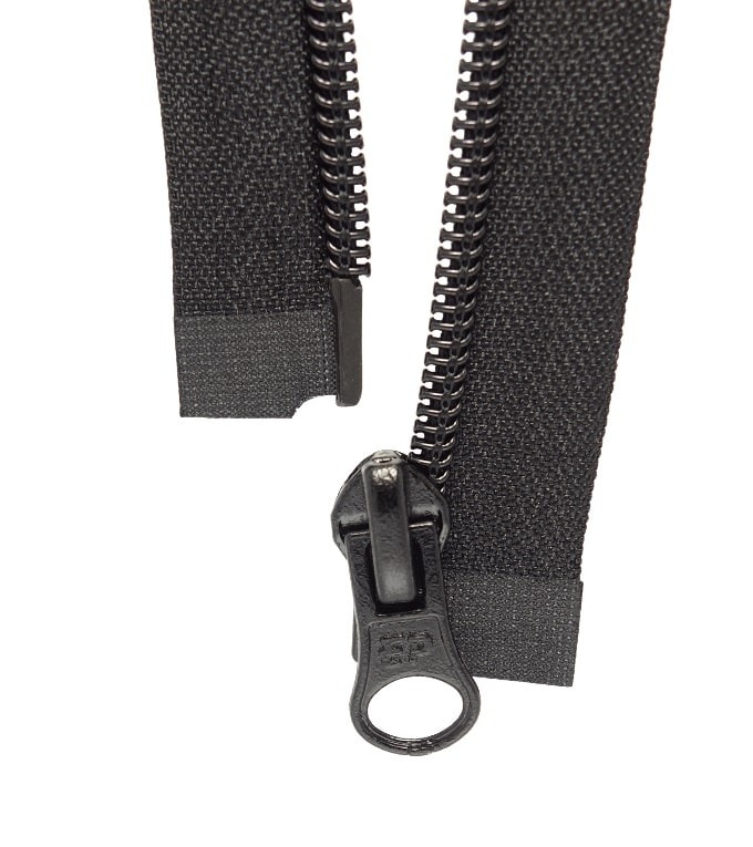 Fermeture éclair® séparable • Noir • Maille spiralée 6mm